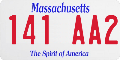 MA license plate 141AA2
