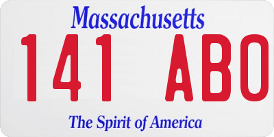 MA license plate 141AB0