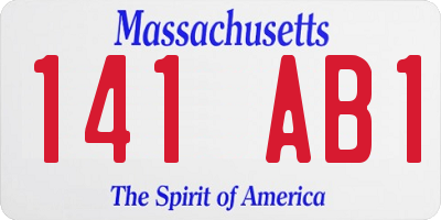 MA license plate 141AB1