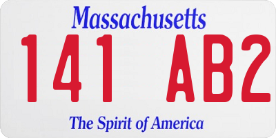 MA license plate 141AB2