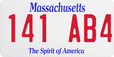 MA license plate 141AB4