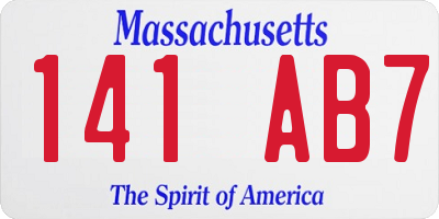 MA license plate 141AB7