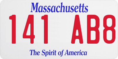 MA license plate 141AB8
