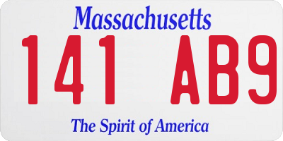 MA license plate 141AB9