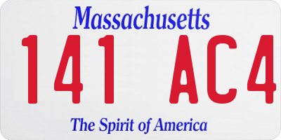 MA license plate 141AC4