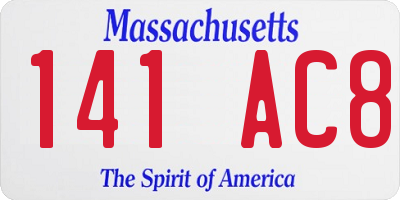 MA license plate 141AC8