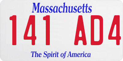 MA license plate 141AD4