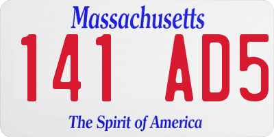 MA license plate 141AD5