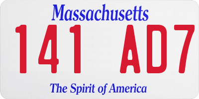 MA license plate 141AD7