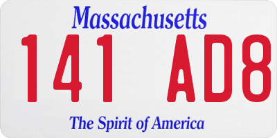 MA license plate 141AD8