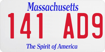 MA license plate 141AD9