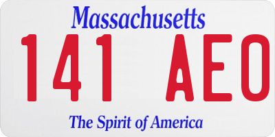 MA license plate 141AE0