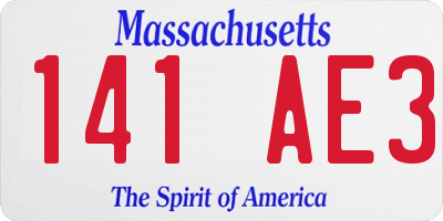 MA license plate 141AE3
