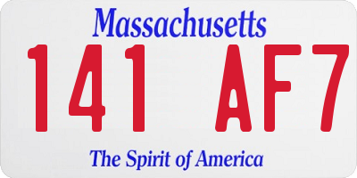 MA license plate 141AF7