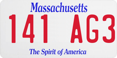 MA license plate 141AG3
