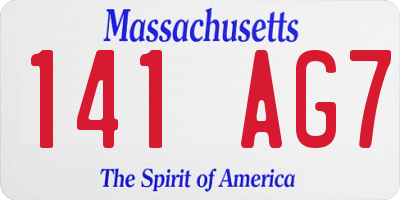 MA license plate 141AG7