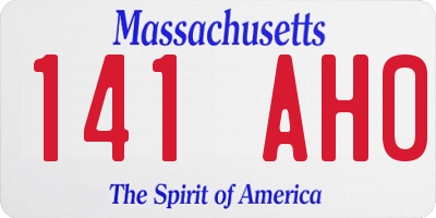 MA license plate 141AH0