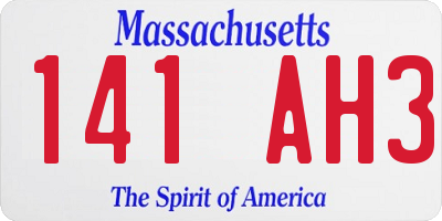 MA license plate 141AH3