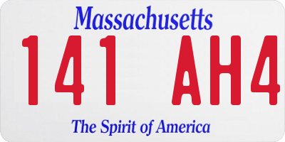 MA license plate 141AH4