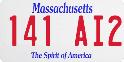 MA license plate 141AI2