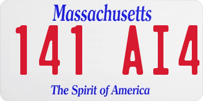 MA license plate 141AI4
