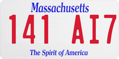 MA license plate 141AI7