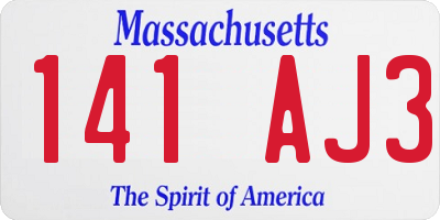 MA license plate 141AJ3