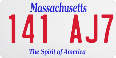 MA license plate 141AJ7