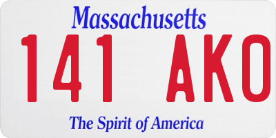 MA license plate 141AK0
