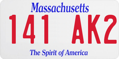 MA license plate 141AK2