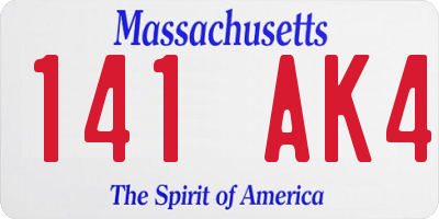 MA license plate 141AK4
