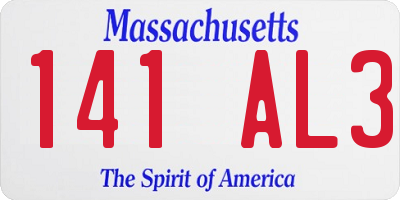 MA license plate 141AL3