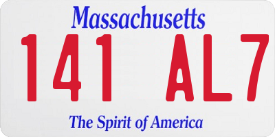 MA license plate 141AL7