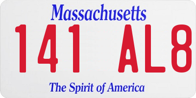 MA license plate 141AL8