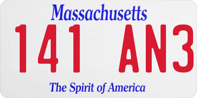 MA license plate 141AN3