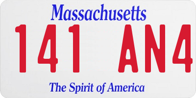 MA license plate 141AN4