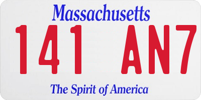 MA license plate 141AN7