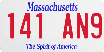 MA license plate 141AN9