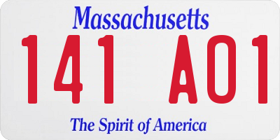 MA license plate 141AO1