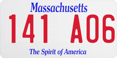 MA license plate 141AO6