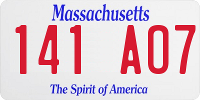 MA license plate 141AO7