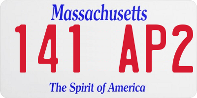MA license plate 141AP2