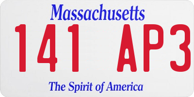 MA license plate 141AP3