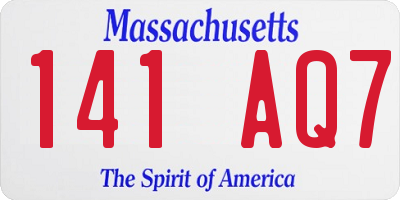 MA license plate 141AQ7