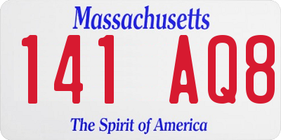 MA license plate 141AQ8