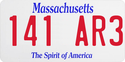 MA license plate 141AR3