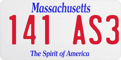 MA license plate 141AS3