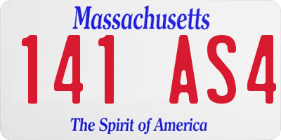MA license plate 141AS4