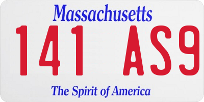 MA license plate 141AS9
