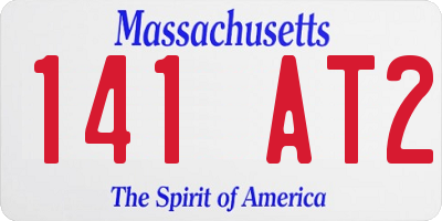 MA license plate 141AT2